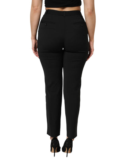 Dolce & Gabbana Black High Waisted Tapered STAFF Pants by Dolce & Gabbana