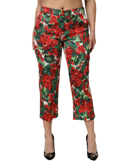 Dolce & Gabbana Multicolor Floral Print Cropped Pants by Dolce & Gabbana