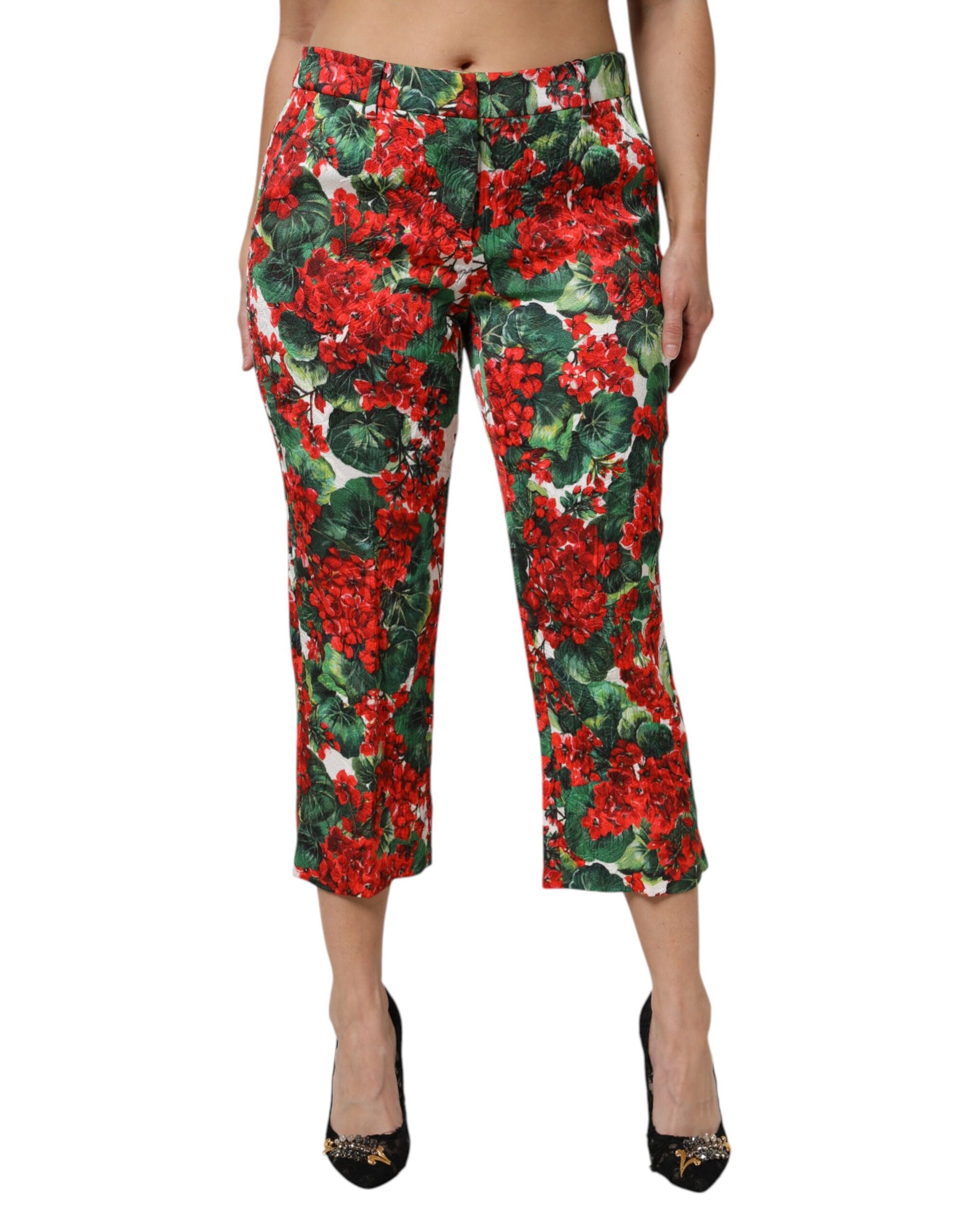 Dolce & Gabbana Multicolor Floral Print Cropped Pants by Dolce & Gabbana