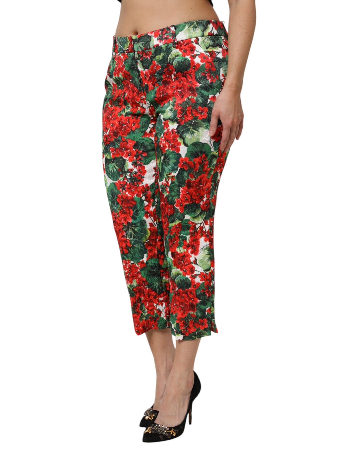 Dolce & Gabbana Multicolor Floral Print Cropped Pants by Dolce & Gabbana