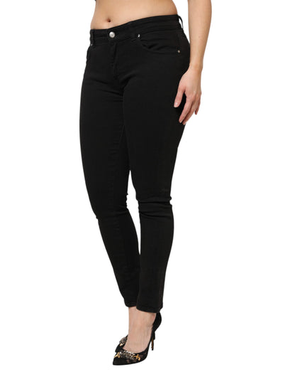 Dolce & Gabbana Black Cotton Mid Waist Denim Jeans by Dolce & Gabbana