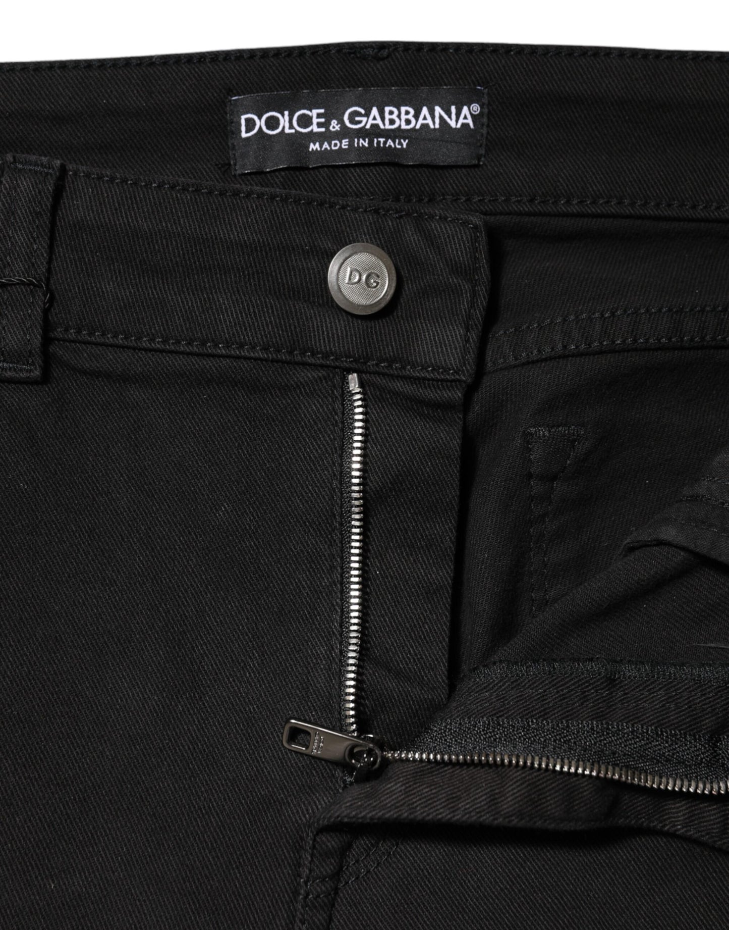 Dolce & Gabbana Black Cotton Mid Waist Denim Jeans by Dolce & Gabbana