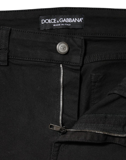 Dolce & Gabbana Black Cotton Mid Waist Denim Jeans by Dolce & Gabbana