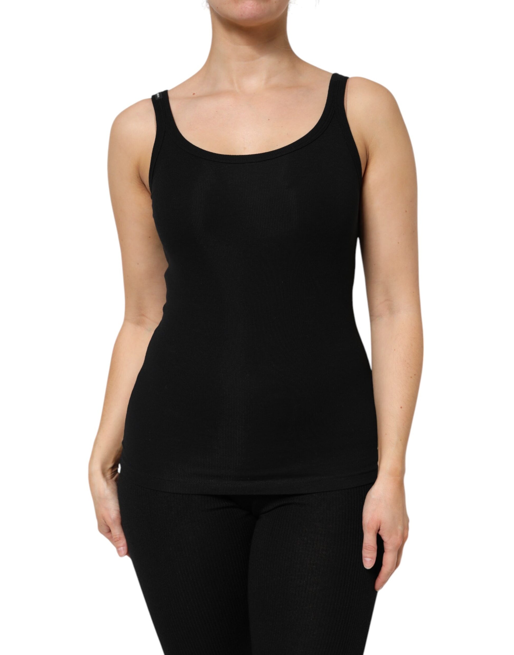 Dolce & Gabbana Black Cotton Stretch Sleeveless Women Tank Top by Dolce & Gabbana