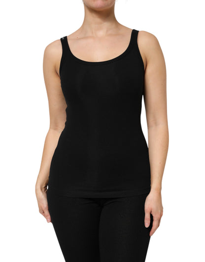 Dolce & Gabbana Black Cotton Stretch Sleeveless Women Tank Top by Dolce & Gabbana