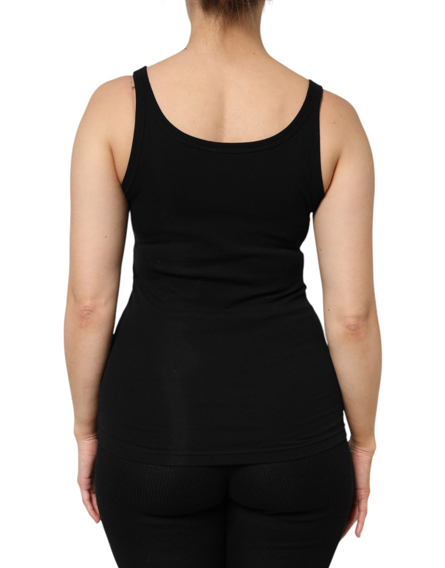 Dolce & Gabbana Black Cotton Stretch Sleeveless Women Tank Top by Dolce & Gabbana