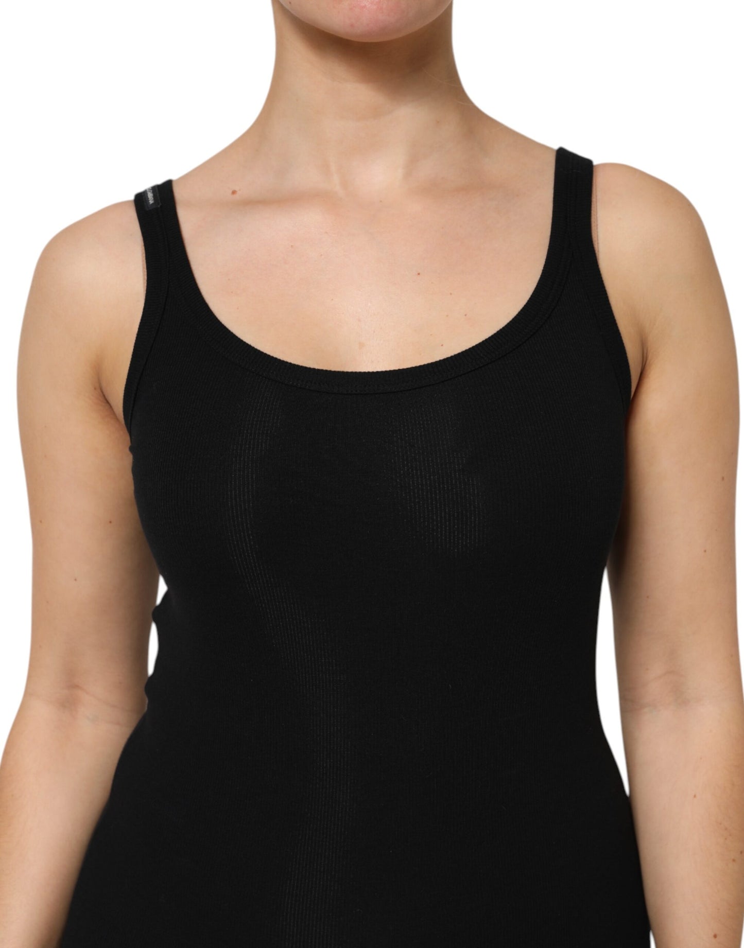 Dolce & Gabbana Black Cotton Stretch Sleeveless Women Tank Top by Dolce & Gabbana