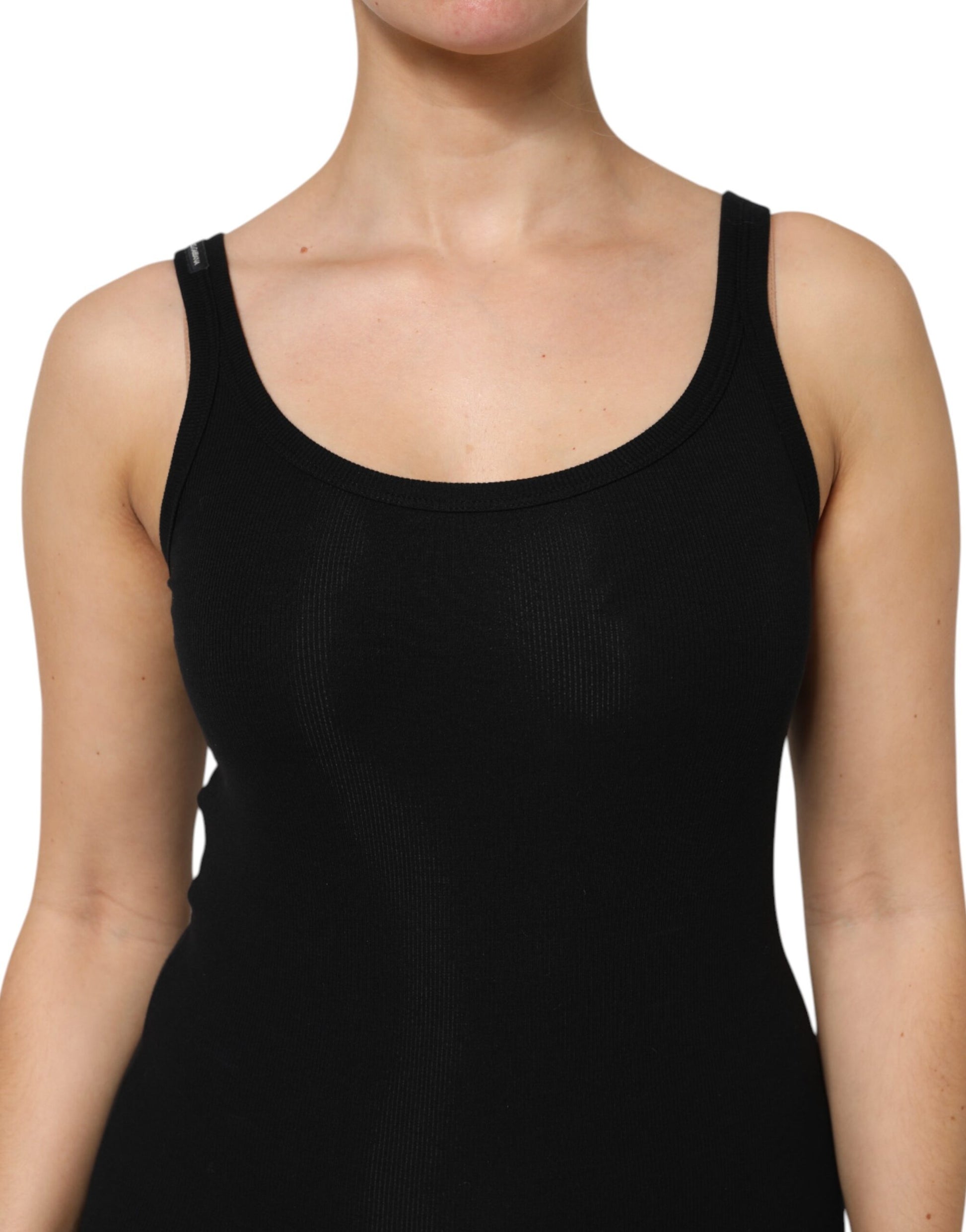 Dolce & Gabbana Black Cotton Stretch Sleeveless Women Tank Top by Dolce & Gabbana