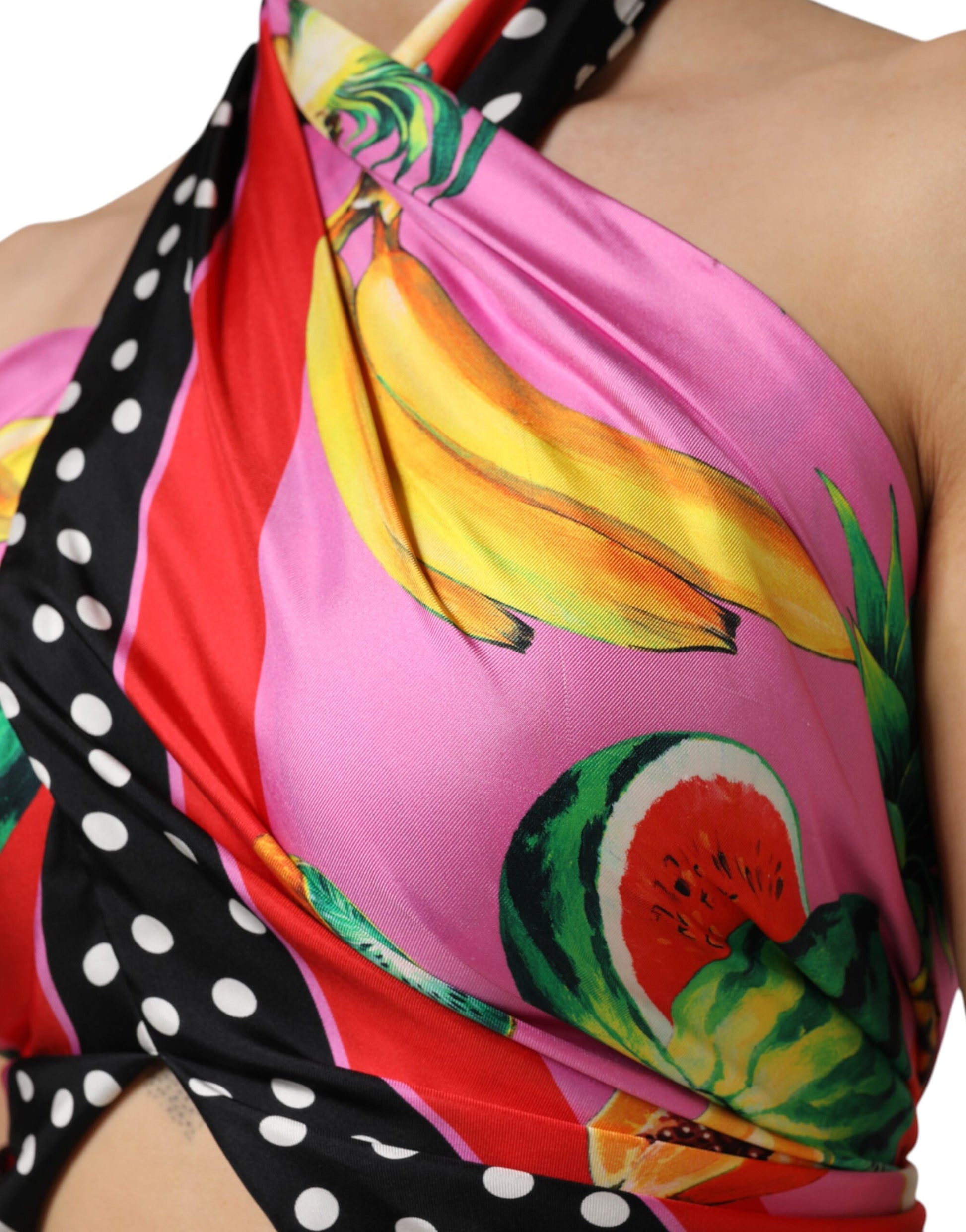 Dolce & Gabbana Multicolor Halter Party Evening Cropped Top by Dolce & Gabbana