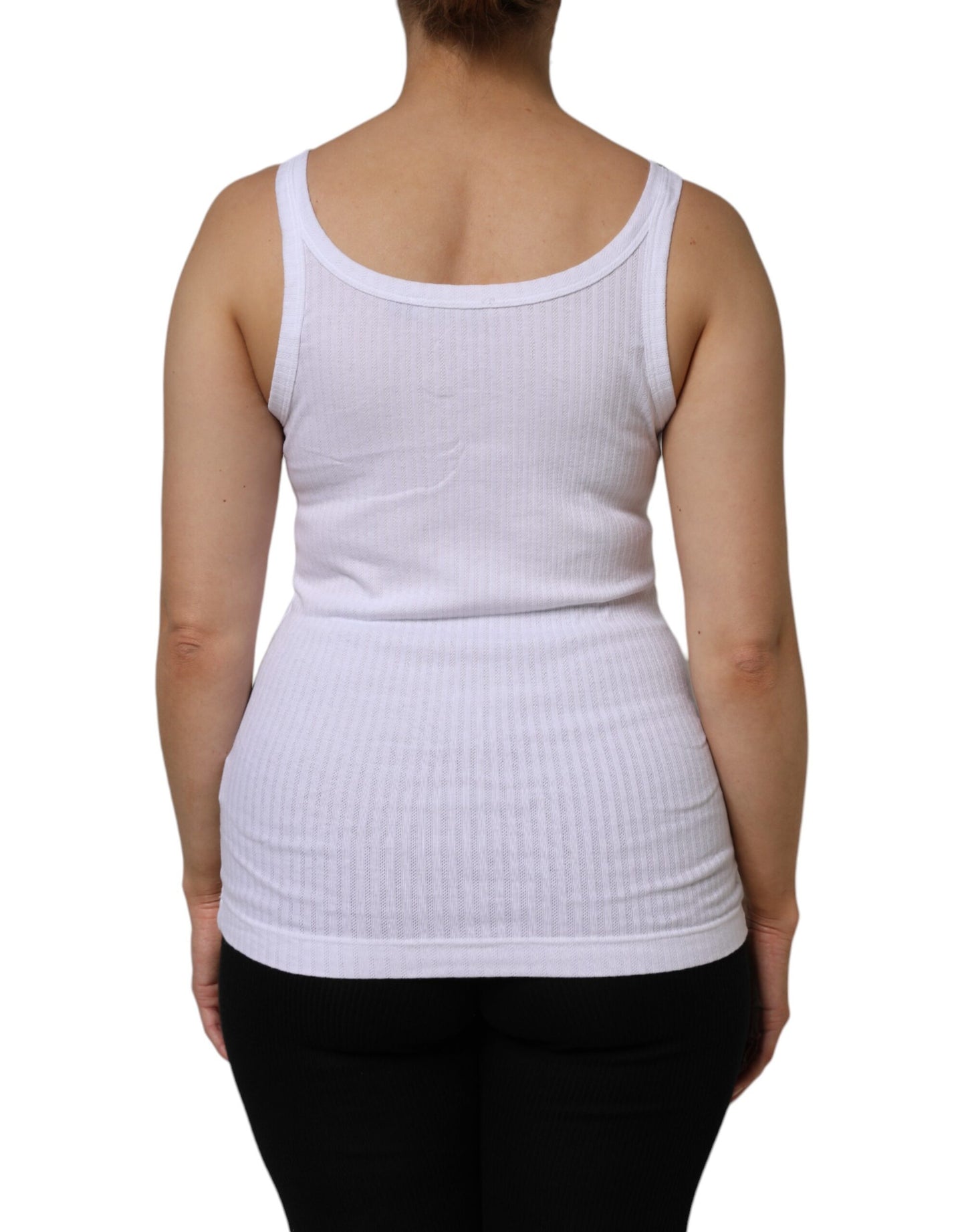 Dolce & Gabbana White Cotton Round Neck Sleeveless Tank Top by Dolce & Gabbana