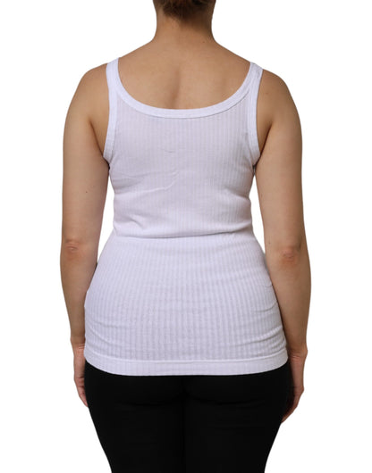 Dolce & Gabbana White Cotton Round Neck Sleeveless Tank Top by Dolce & Gabbana