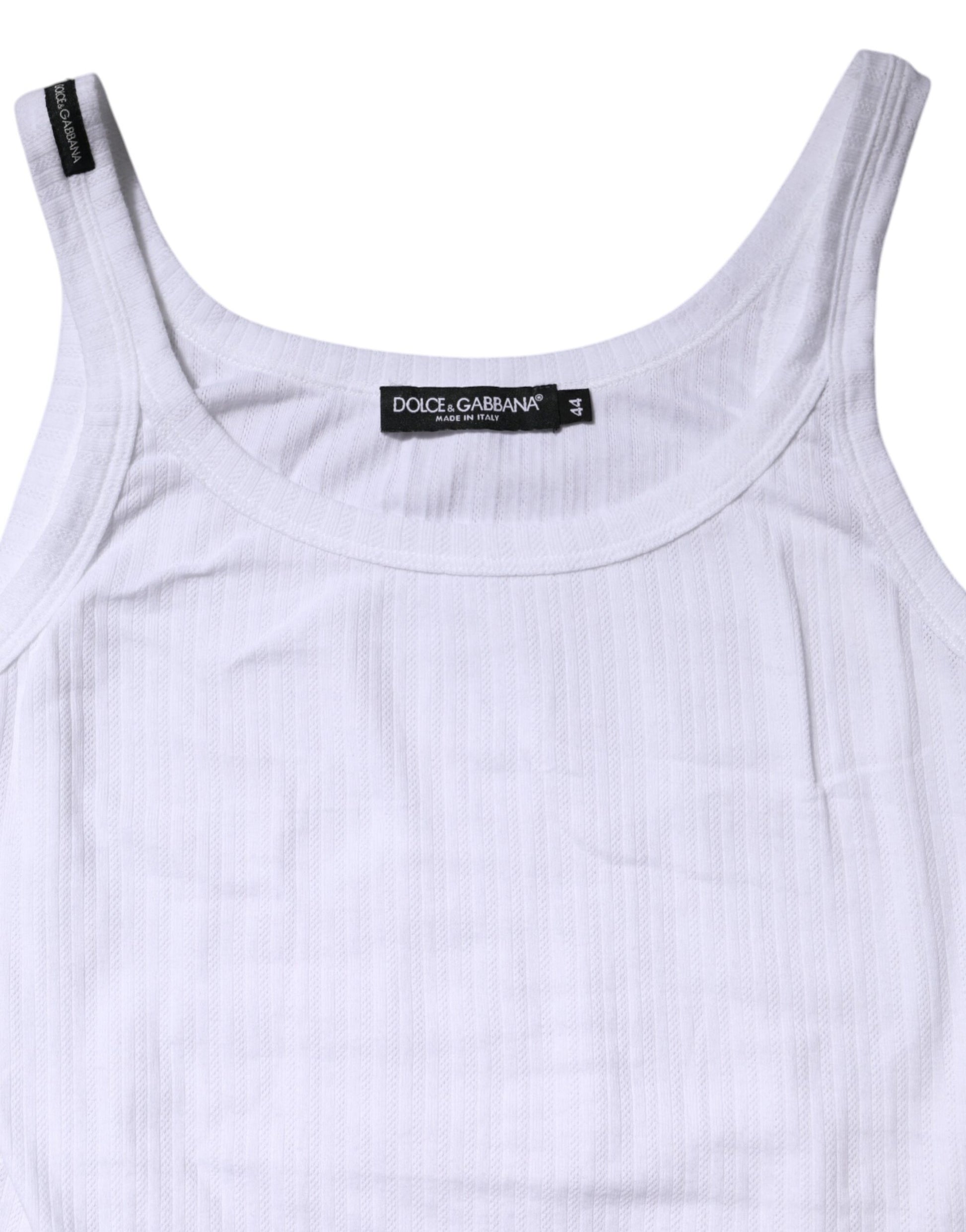 Dolce & Gabbana White Cotton Round Neck Sleeveless Tank Top by Dolce & Gabbana