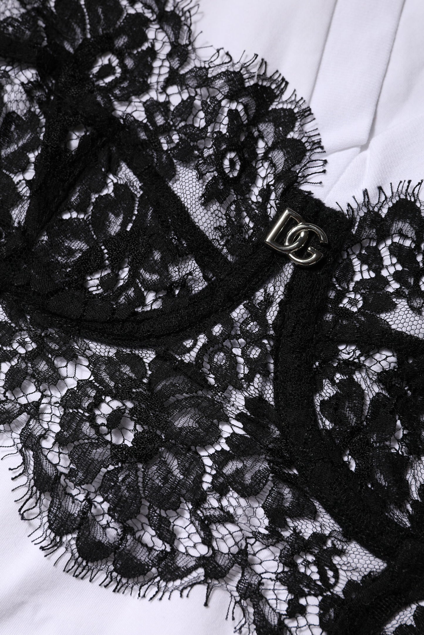 Dolce & Gabbana White Lace Cotton V-Neck Short Sleeves Top by Dolce & Gabbana