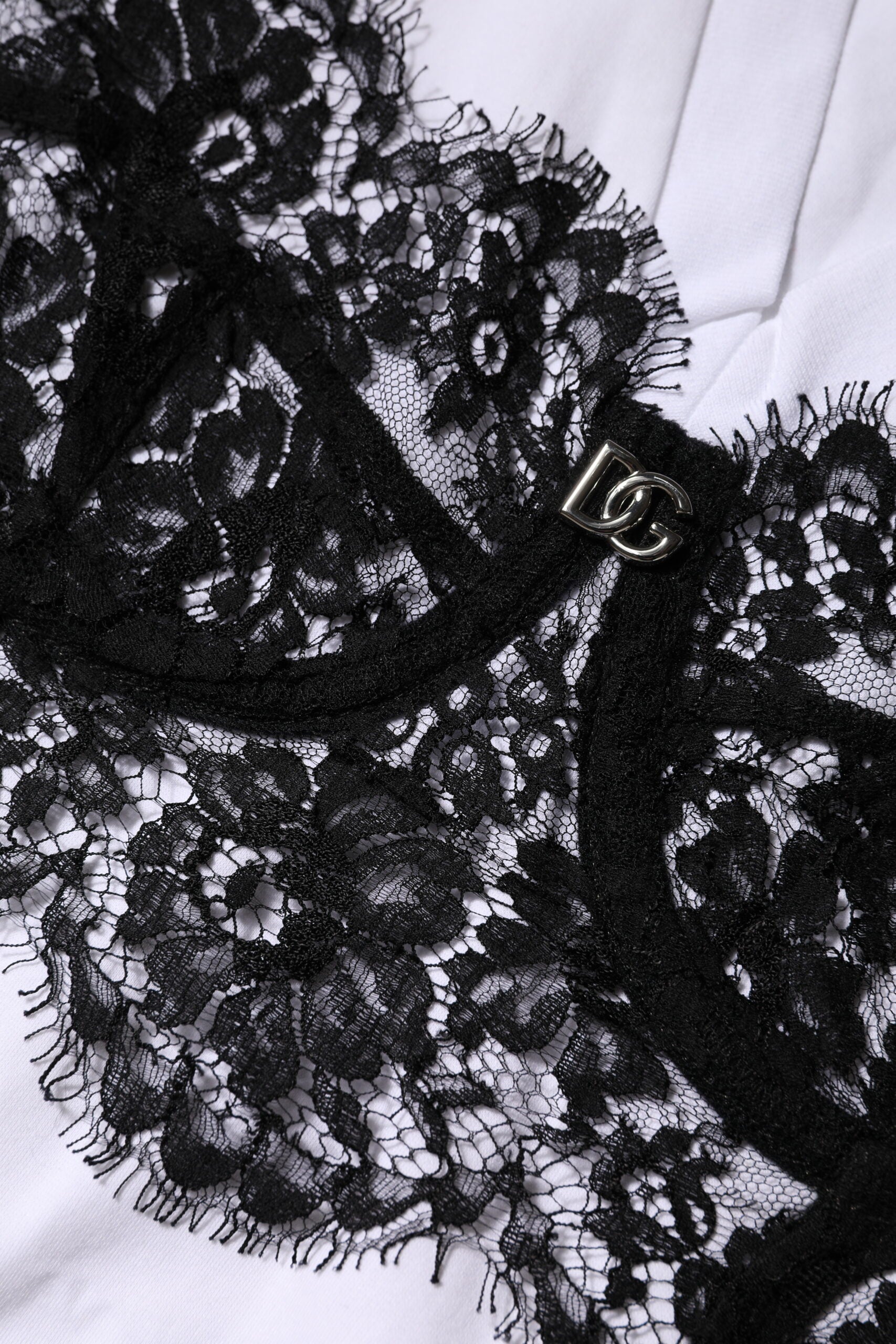 Dolce & Gabbana White Lace Cotton V-Neck Short Sleeves Top by Dolce & Gabbana