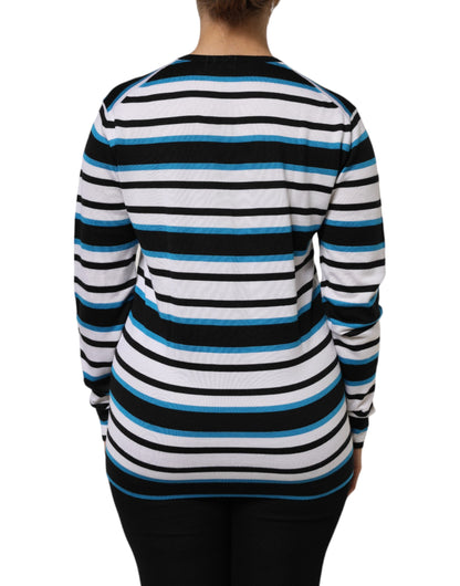 Dolce & Gabbana Multicolor Stripes Long Sleeves V-neck Top by Dolce & Gabbana
