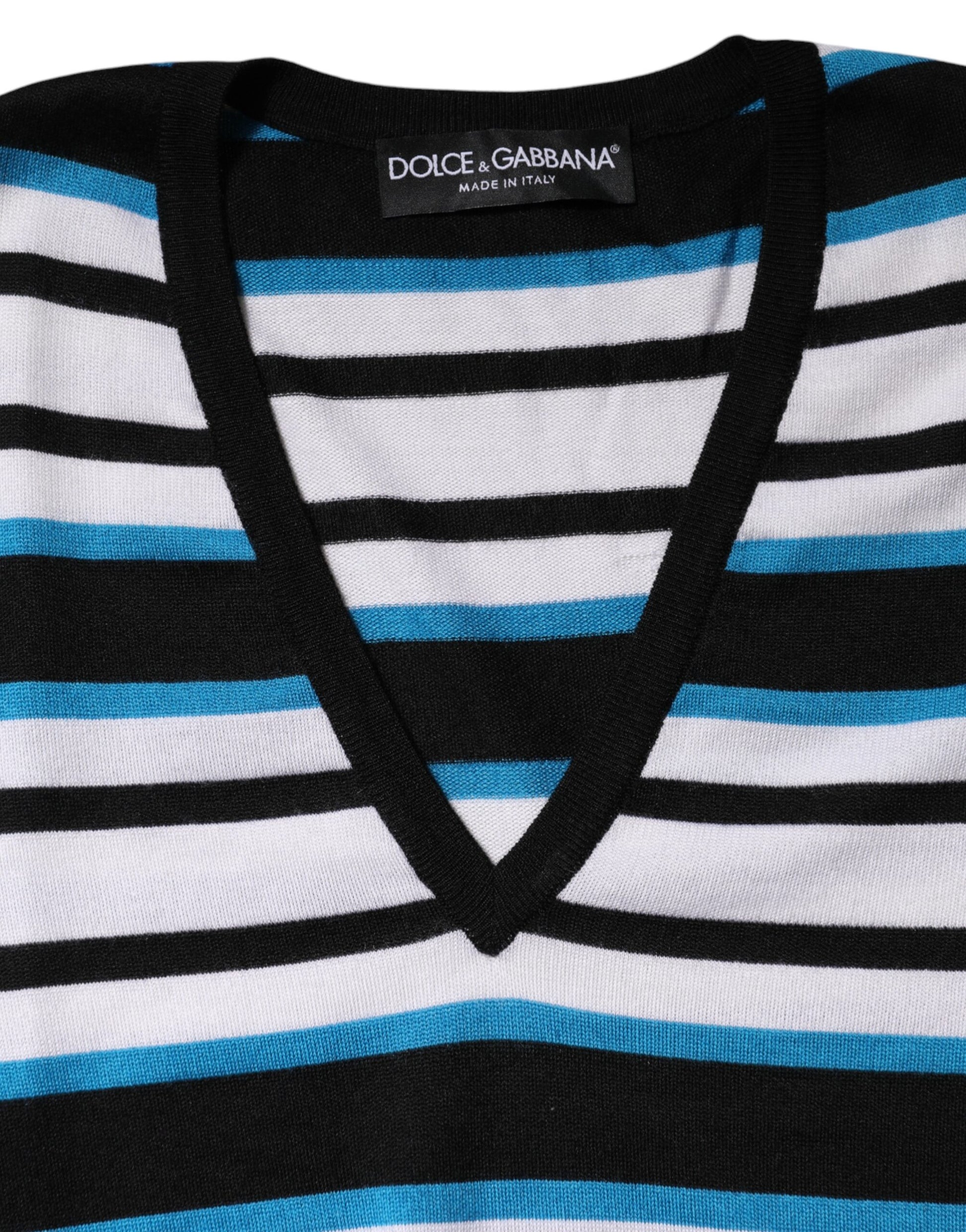 Dolce & Gabbana Multicolor Stripes Long Sleeves V-neck Top by Dolce & Gabbana