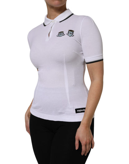 Dolce & Gabbana White Cotton Short Sleeves Collared Polo Top by Dolce & Gabbana