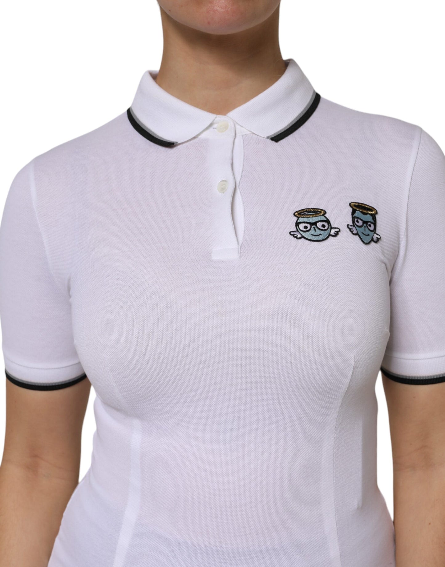 Dolce & Gabbana White Cotton Short Sleeves Collared Polo Top by Dolce & Gabbana