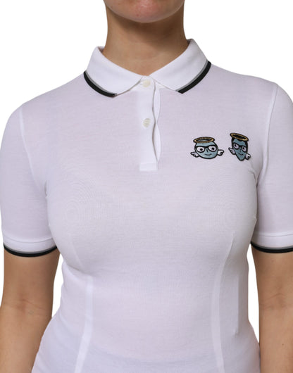 Dolce & Gabbana White Cotton Short Sleeves Collared Polo Top by Dolce & Gabbana