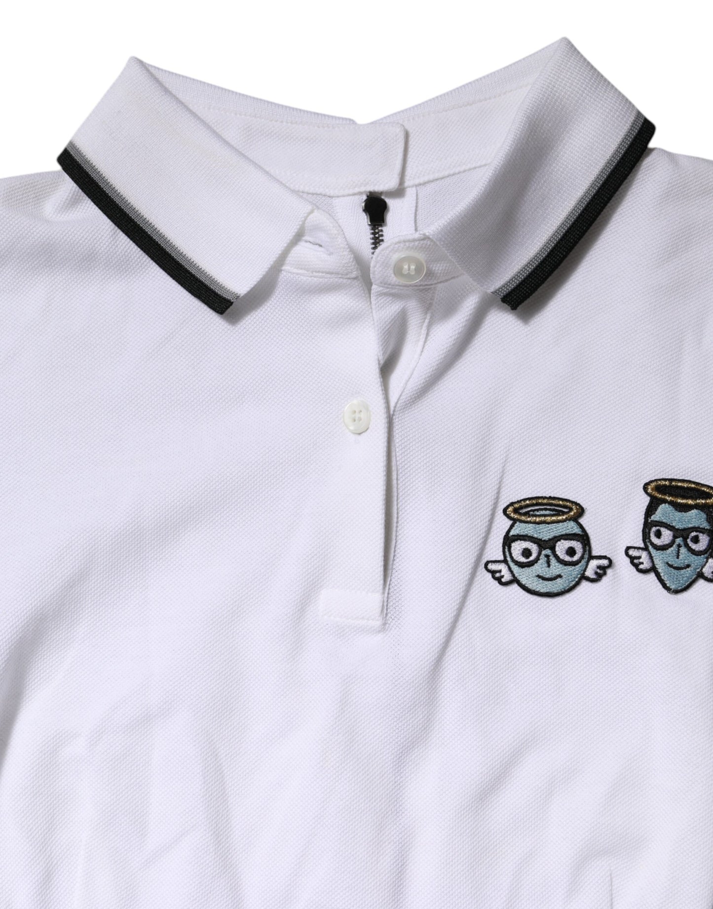 Dolce & Gabbana White Cotton Short Sleeves Collared Polo Top by Dolce & Gabbana