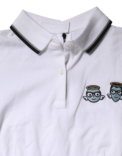 Dolce & Gabbana White Cotton Short Sleeves Collared Polo Top by Dolce & Gabbana