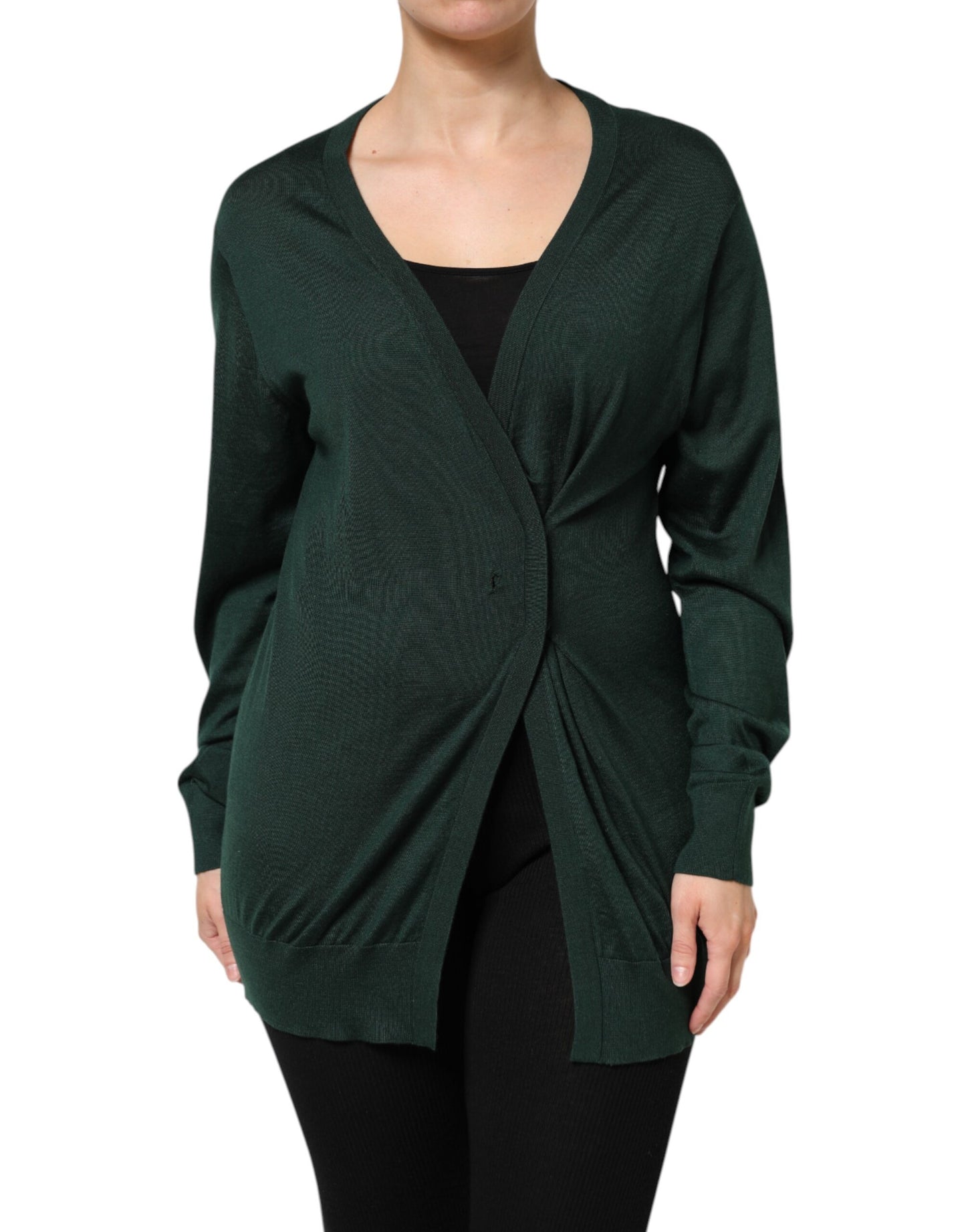 Dolce & Gabbana Dark Green Cashmere Silk Cardigan Sweater by Dolce & Gabbana
