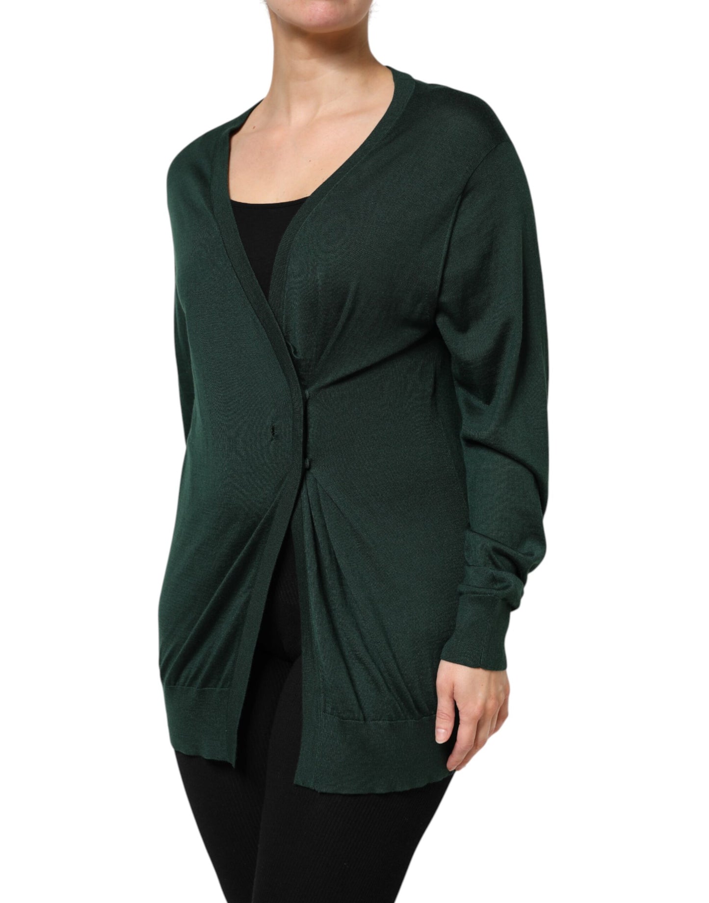 Dolce & Gabbana Dark Green Cashmere Silk Cardigan Sweater by Dolce & Gabbana