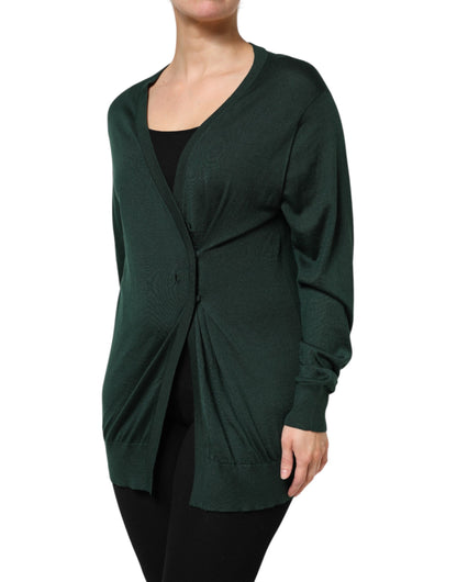 Dolce & Gabbana Dark Green Cashmere Silk Cardigan Sweater by Dolce & Gabbana