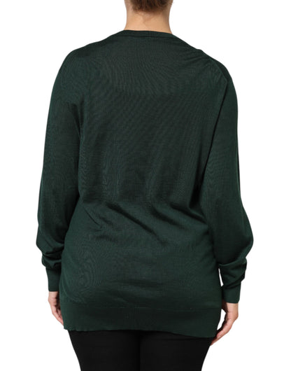 Dolce & Gabbana Dark Green Cashmere Silk Cardigan Sweater by Dolce & Gabbana