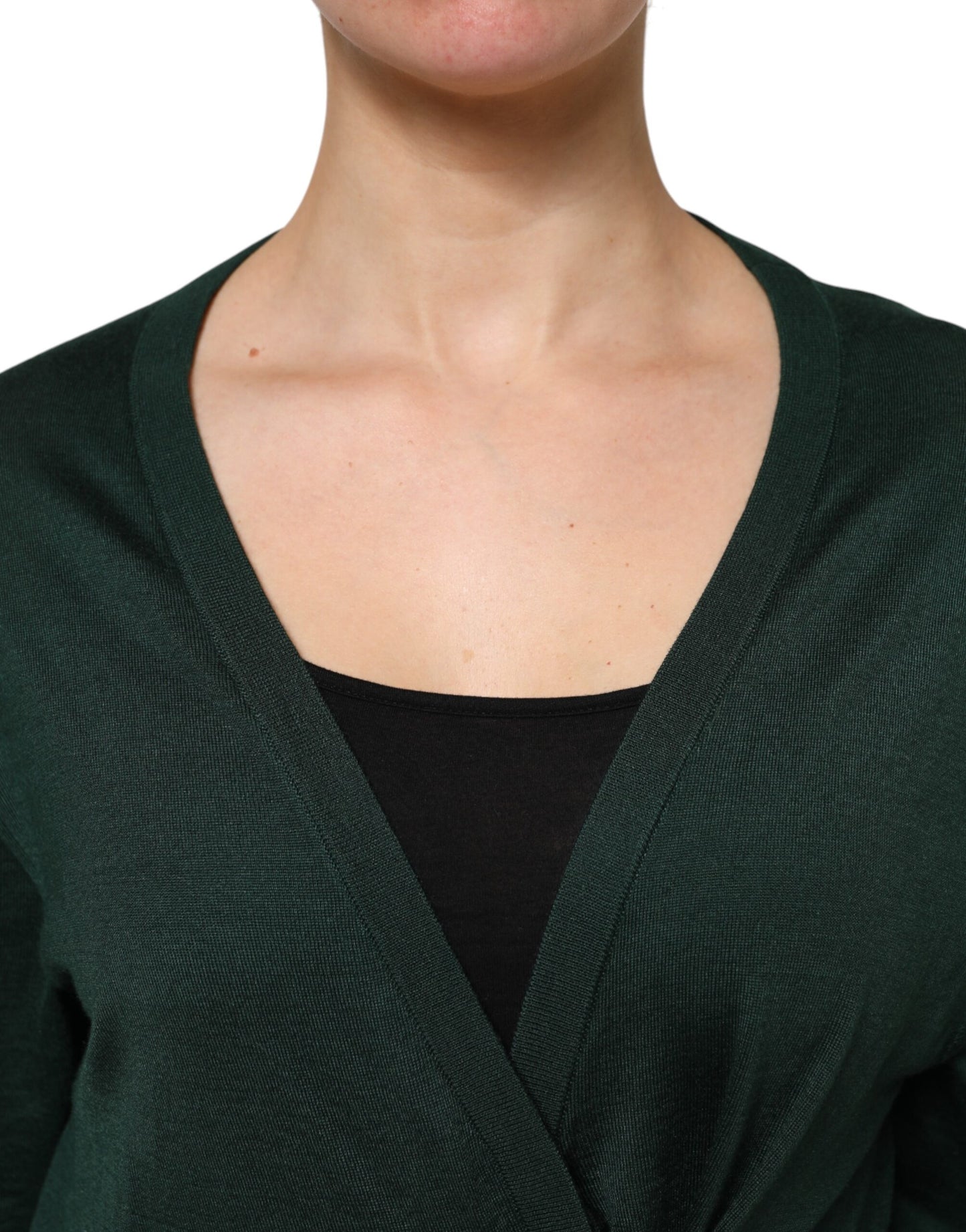 Dolce & Gabbana Dark Green Cashmere Silk Cardigan Sweater by Dolce & Gabbana