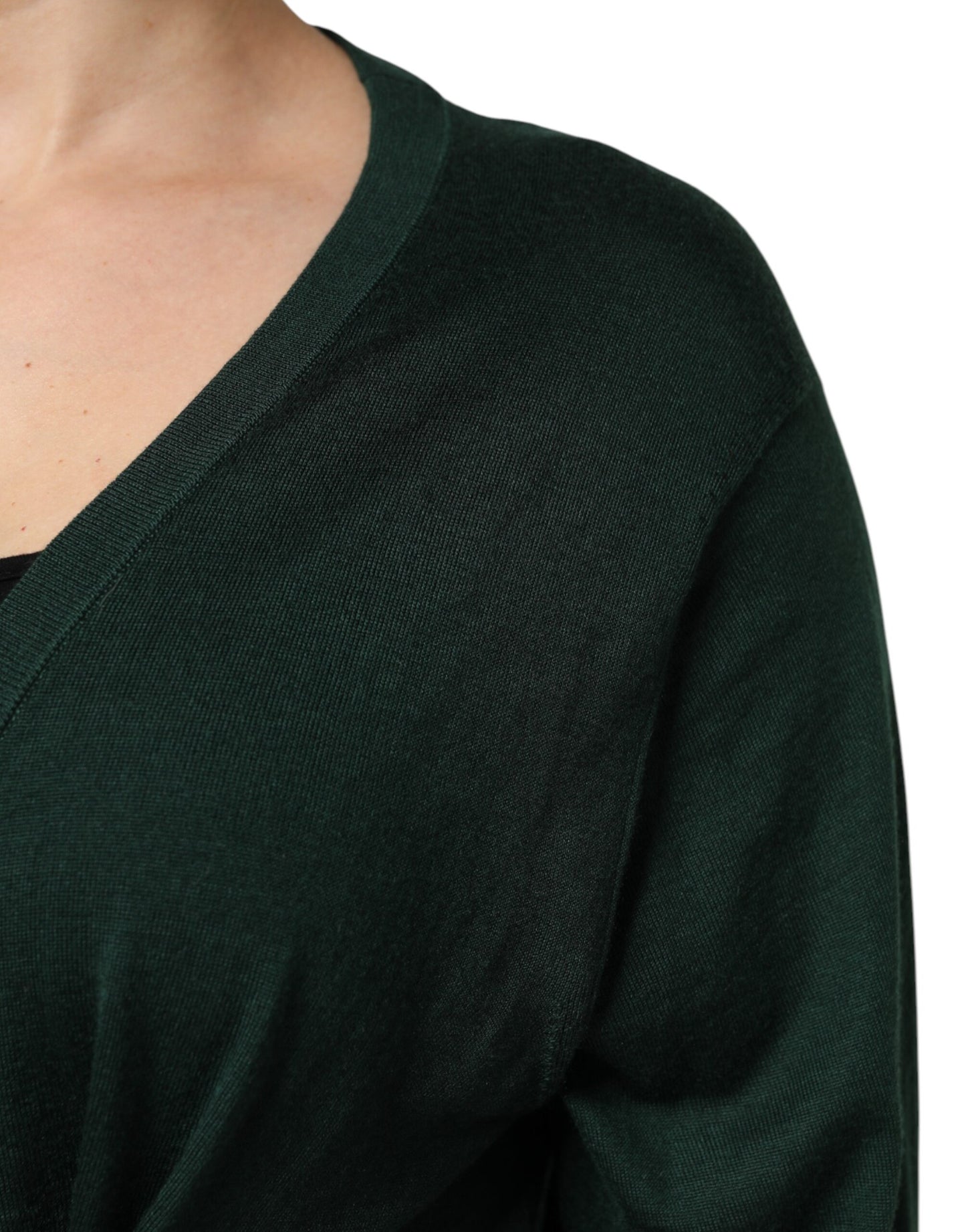 Dolce & Gabbana Dark Green Cashmere Silk Cardigan Sweater by Dolce & Gabbana