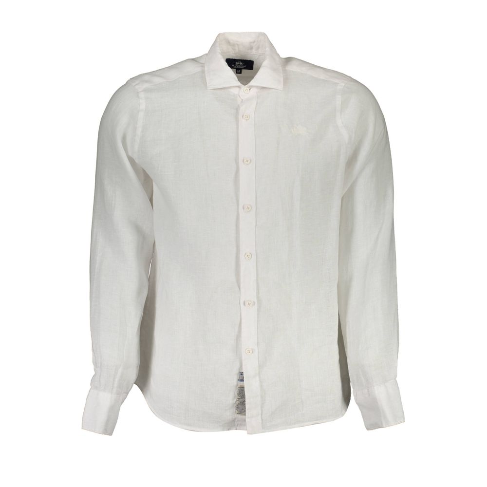 La Martina White Linen Men Shirt by La Martina
