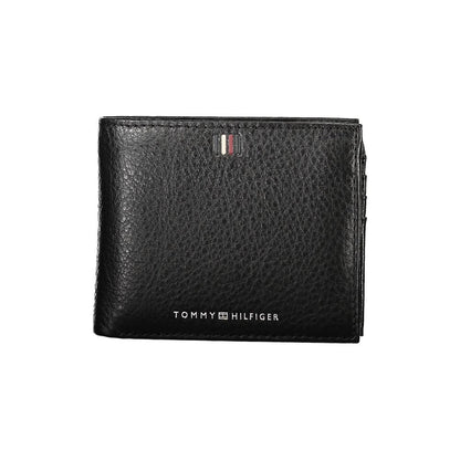 Portefeuille Tommy Hilfiger en cuir noir élégant avec grand espace de rangement