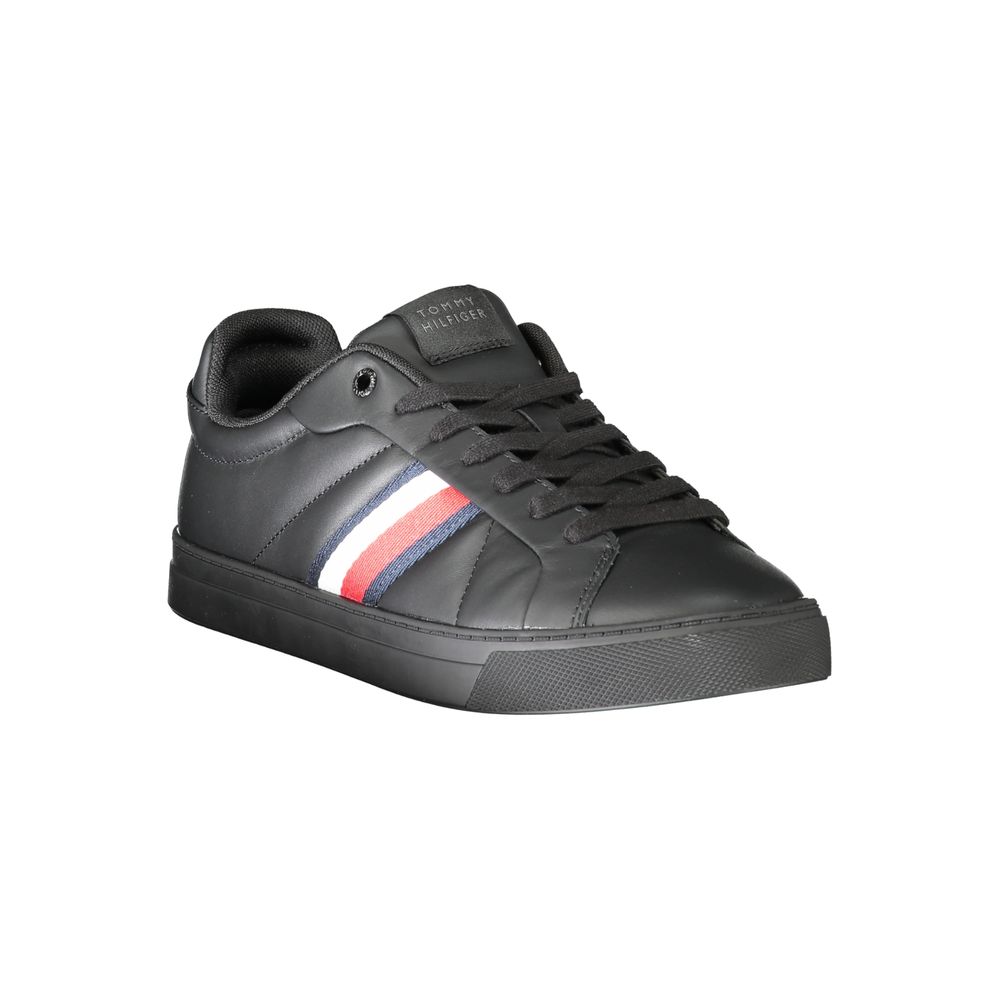 Tommy Hilfiger Black Leather Men Sneaker by Tommy Hilfiger