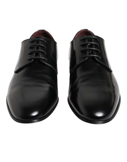 Chaussures habillées derby à lacets en cuir noir Dolce &amp; Gabbana