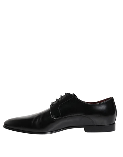 Chaussures habillées derby à lacets en cuir noir Dolce &amp; Gabbana
