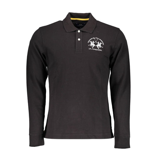 Polo noir élégant à manches longues La Martina pour homme