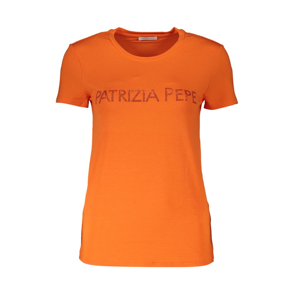 Patrizia Pepe Elegant Orange Rhinestone Tee by Patrizia Pepe