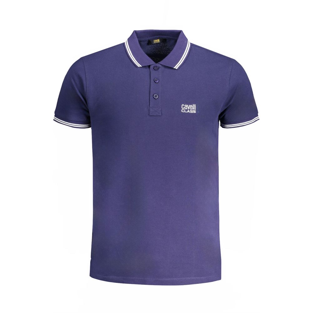 Cavalli Class Blue Cotton Polo Shirt by Cavalli Class