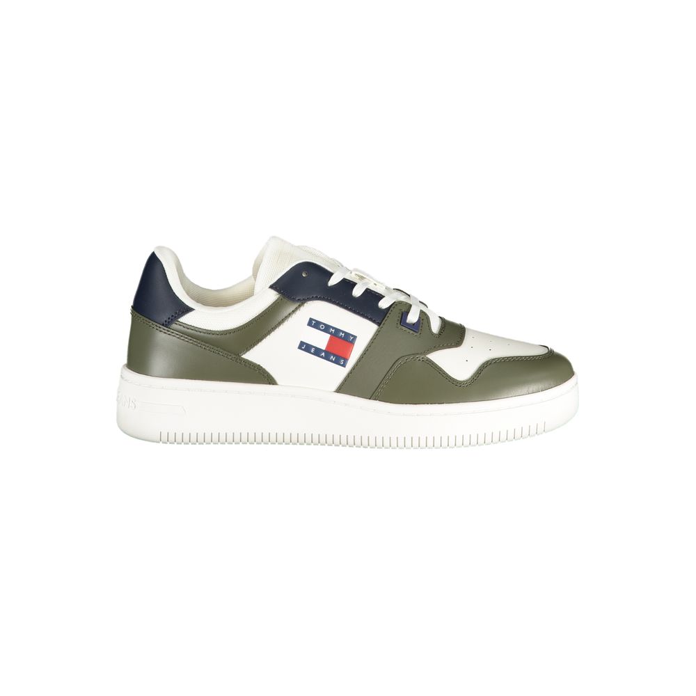 Tommy Hilfiger Green Leather Men Sneaker by Tommy Hilfiger