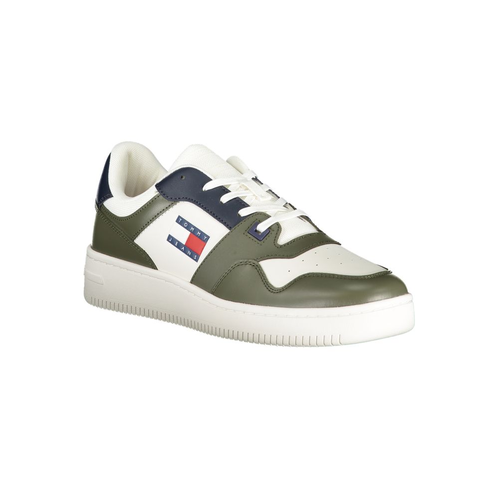 Tommy Hilfiger Green Leather Men Sneaker by Tommy Hilfiger