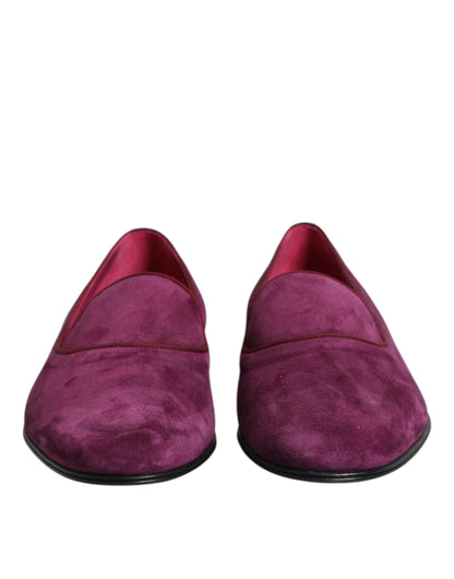 Dolce &amp; Gabbana Purple Velvet Slip On Loafers Formal Shoes