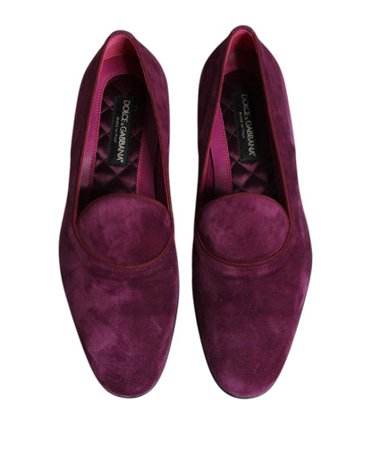 Dolce &amp; Gabbana Purple Velvet Slip On Loafers Formal Shoes