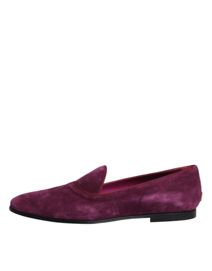 Dolce &amp; Gabbana Purple Velvet Slip On Loafers Formal Shoes