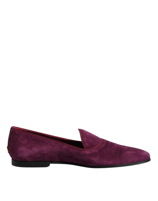 Dolce &amp; Gabbana Purple Velvet Slip On Loafers Formal Shoes