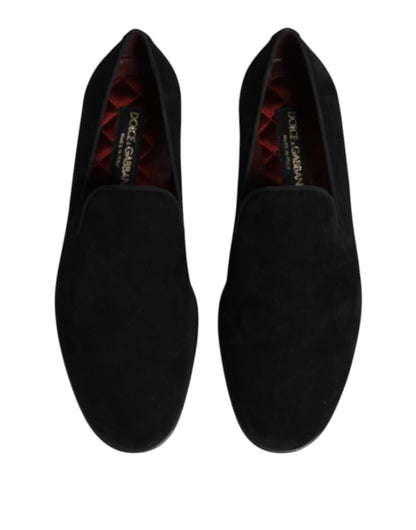 Mocassins à enfiler en daim noir Dolce &amp; Gabbana, chaussures habillées