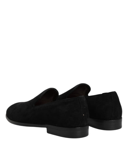 Mocassins à enfiler en daim noir Dolce &amp; Gabbana, chaussures habillées