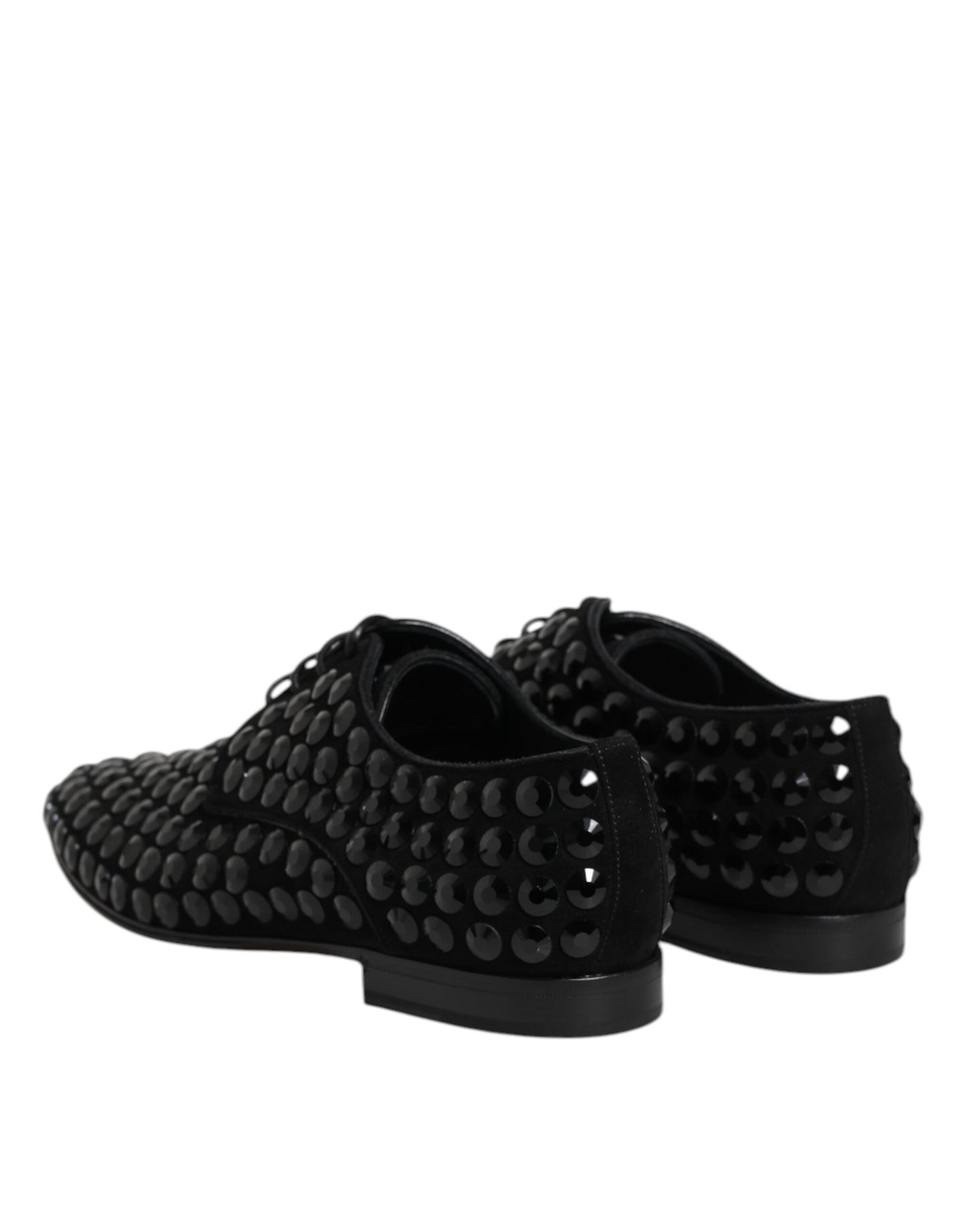 Dolce & Gabbana Black Suede Strass Derby Formal Shoes by Dolce & Gabbana