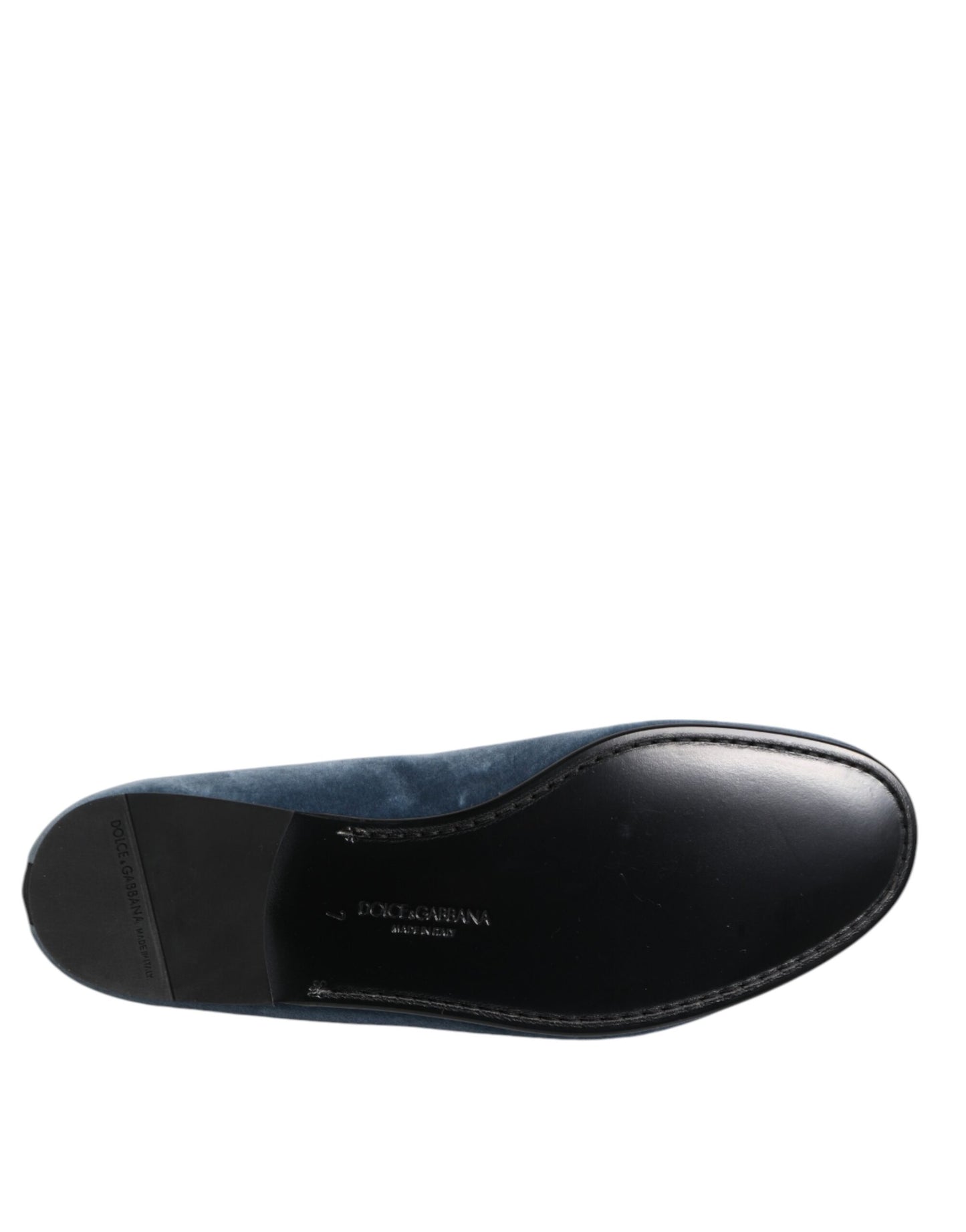 Dolce &amp; Gabbana Blue Velvet DG Logo Loafers Formal Shoes