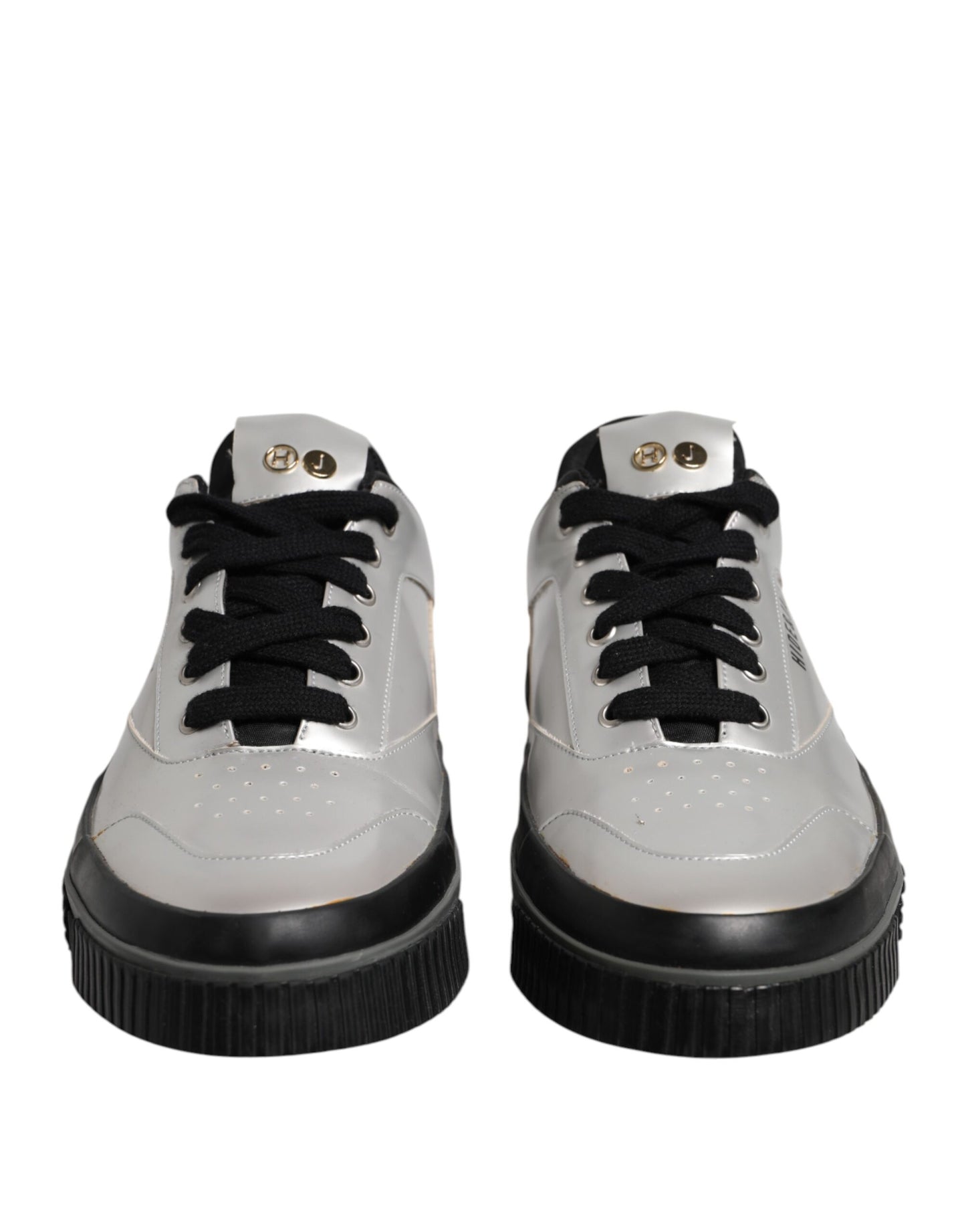 HIDE & JACK Metallic Silver Low Top Lace Up Sneakers Shoes by HIDE & JACK